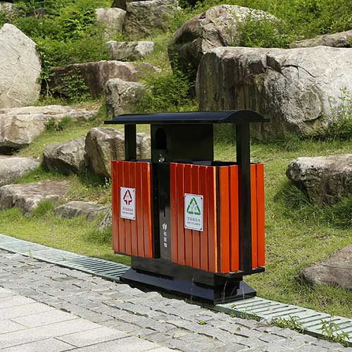 景區(qū)公園必備的景觀設施鋼木垃圾箱、與園林椅